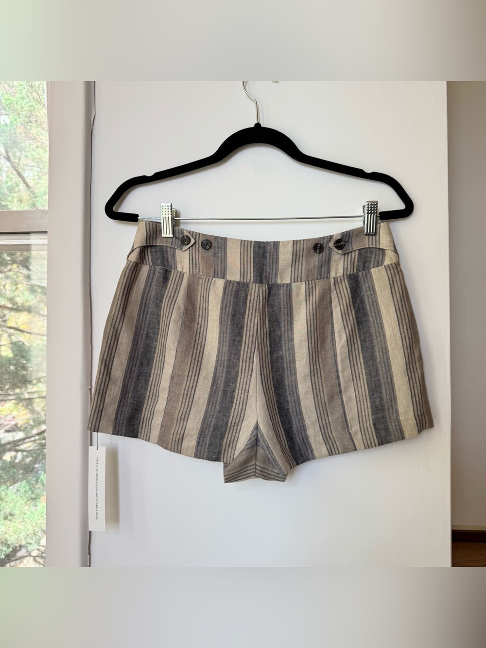 NWT Reformation Everett Linen Shorts Cannes Stripe 6 - Picture 9 of 17